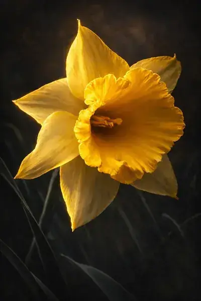 Golden daffodils (Narcissus) in full bloom in British countryside